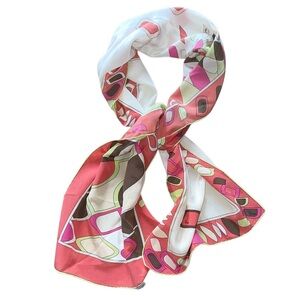 Vintage EMILIO PUCCI 100% Silk Geometric Print Scarf